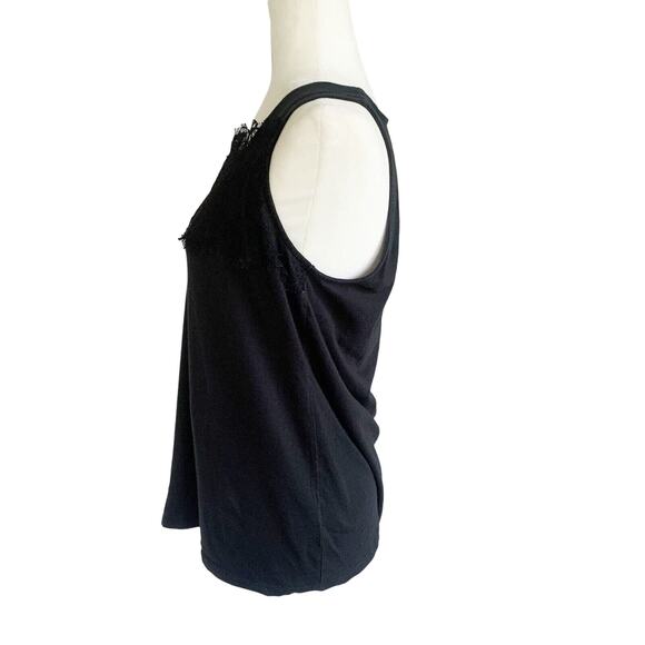 J Jill Womens Medium Black Sleeveless Knit Tank Top Lace Minimalist Cotton Blend - Picture 3 of 7